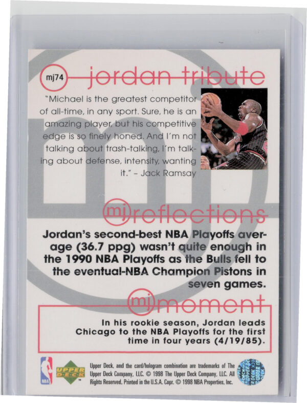 1997-98 Upper Deck Michael Jordan Tribute Michael Jordan #MJ74 Bulls - Image 3
