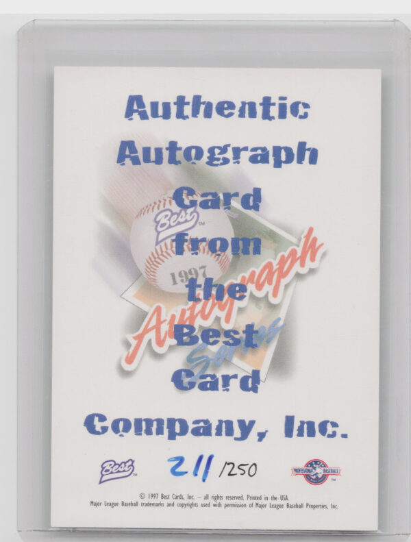 1997 Best Richard Almanzar AU SN250 #NNO Tigers Limited Autographs - Image 3