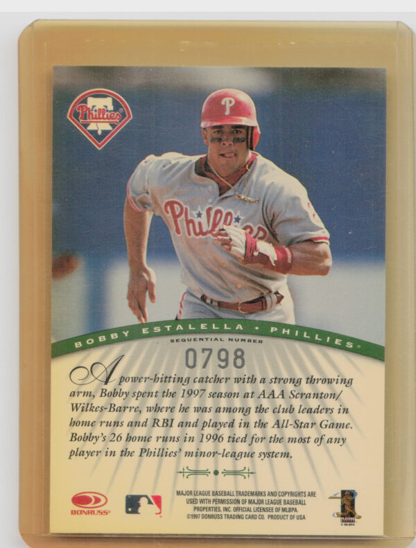 1997 Donruss Signature Series Bobby Estalella AU SN1100 #NNO Phillies Signature - Image 3