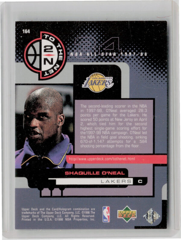 1998-99 Upper Deck Shaquille O'Neal #164 Lakers - Image 3