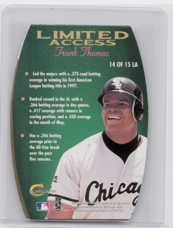 1998 Circa Thunder Frank Thomas #14LA Sox Limited Access - Image 3
