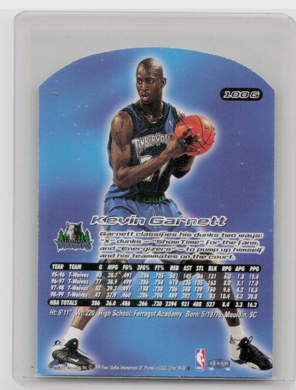 1999-00 Ultra Kevin Garnett Gold Medallion #100G Timberwolves - Image 3