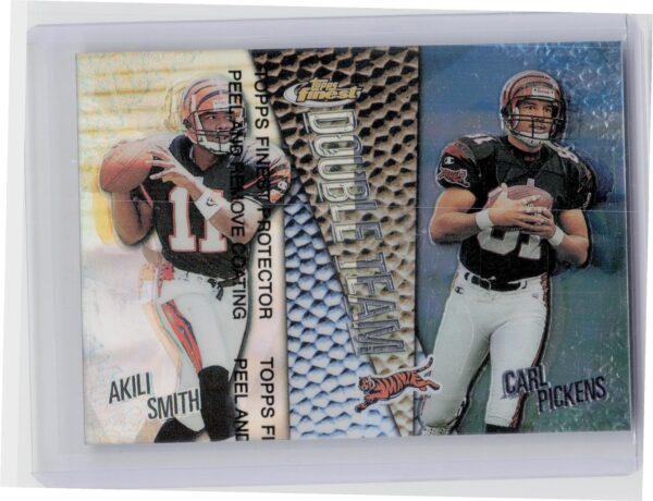 1999 Finest Akili Smith / Carl Pickens #DT1 Bengals Double Team Left Side Refrac