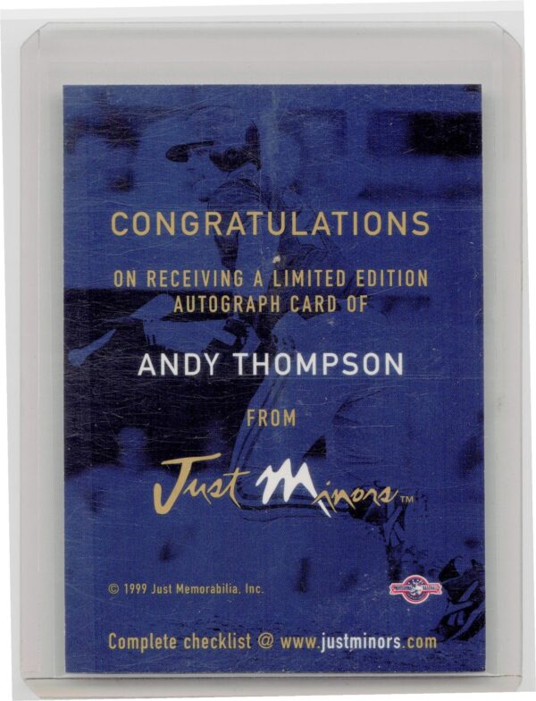 1999 Just Andy Thompson Auto #NNO Smokies Autographs - Image 3