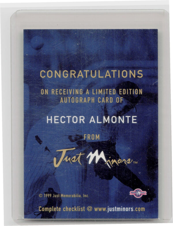1999 Just Hector Almonte AU #NNO Cougars Autographs - Image 3