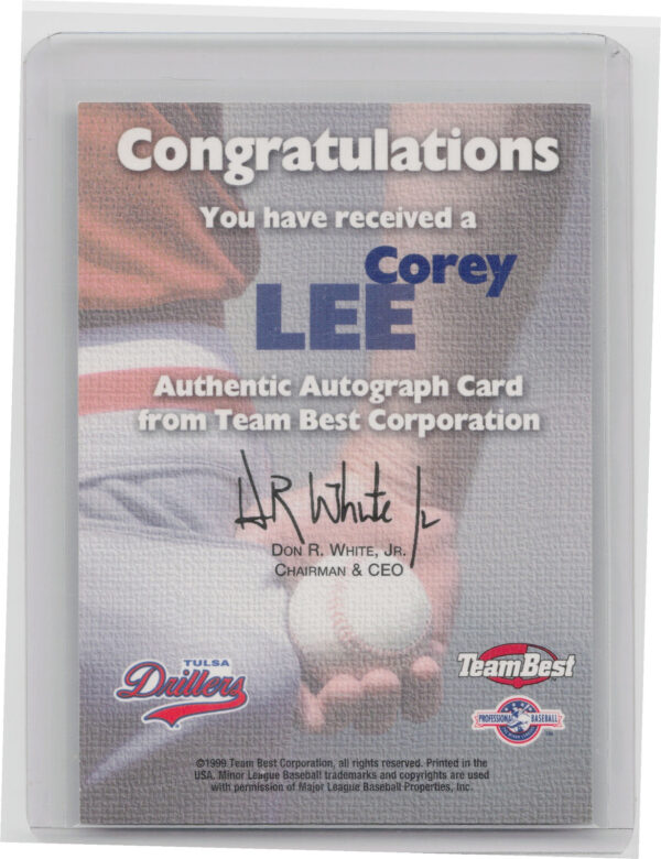 1999 Team Best Rookie Corey Lee AU #NNO Drillers Autographs - Image 3