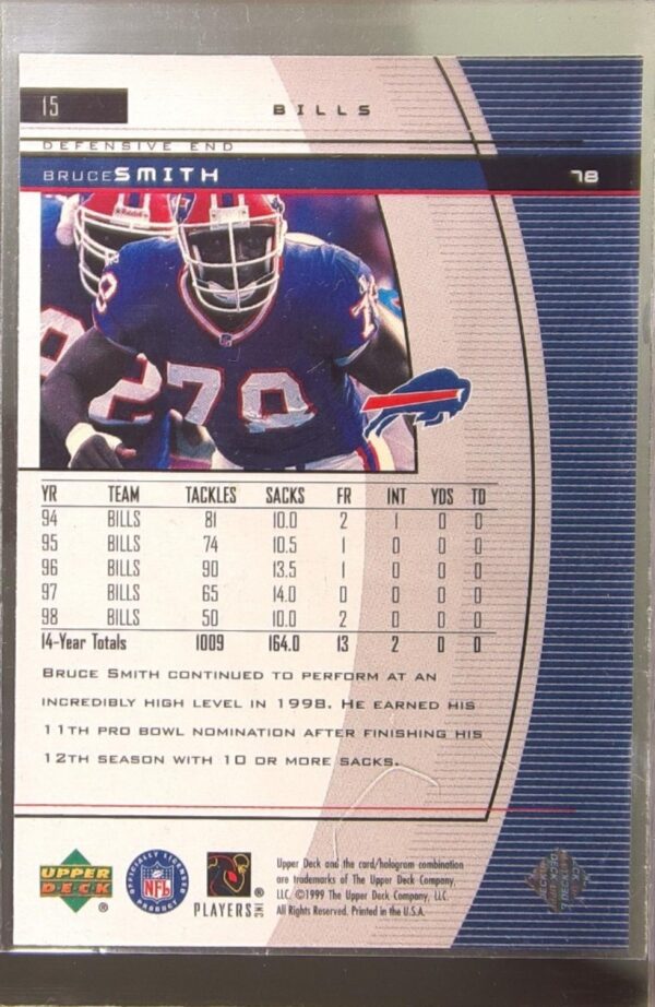 1999 UD Black Diamond Bruce Smith #15 Bills - Image 3