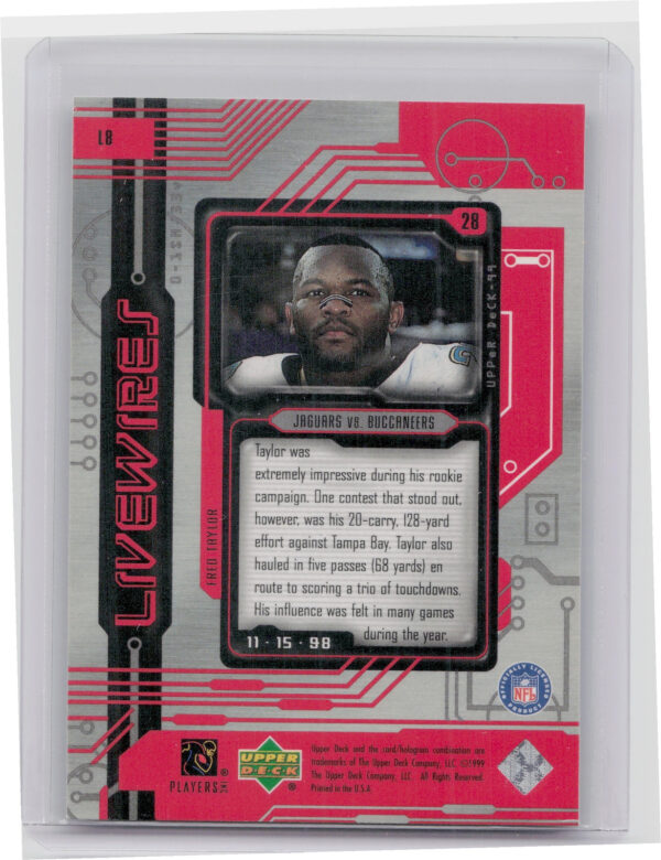 1999 Upper Deck Fred Taylor #L8 Jaguars Live Wires - Image 3