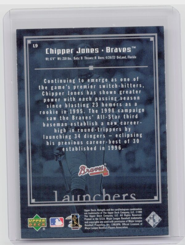 1999 Upper Deck HoloGrFX Chipper Jones #L9 Braves Launchers - Image 3
