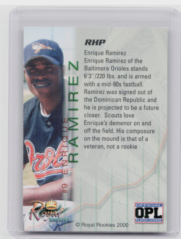2000 Royal Rookies Futures Enrique Ramirez AU SN4950 #9 Orioles Autographs - Image 3