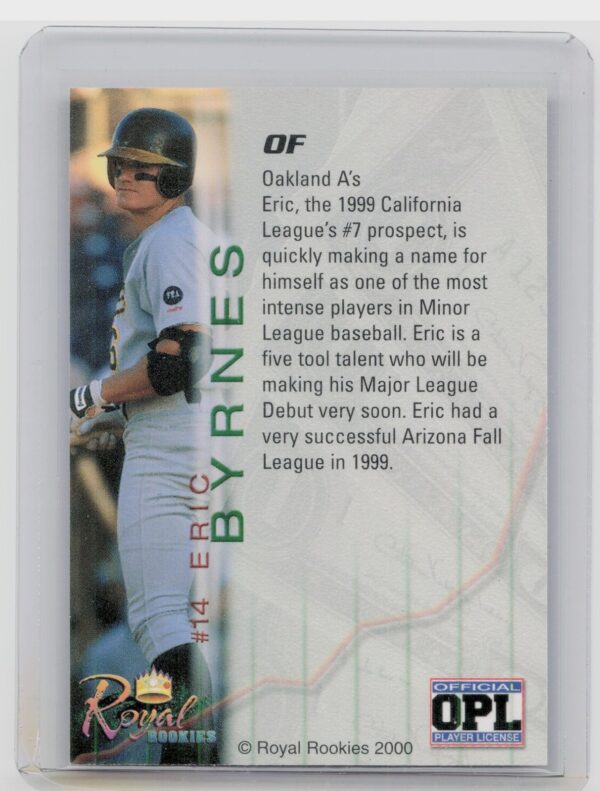 2000 Royal Rookies Futures Eric Byrnes Auto /4950 #14 A's Autographs - Image 3