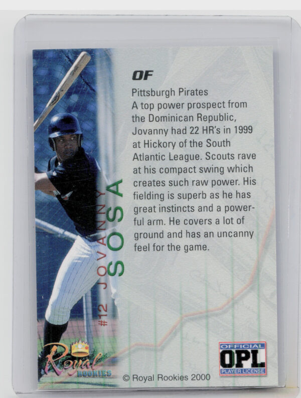 2000 Royal Rookies Futures Jovanny Sosa AU SN4950 #12 Crawdads Autographs - Image 3