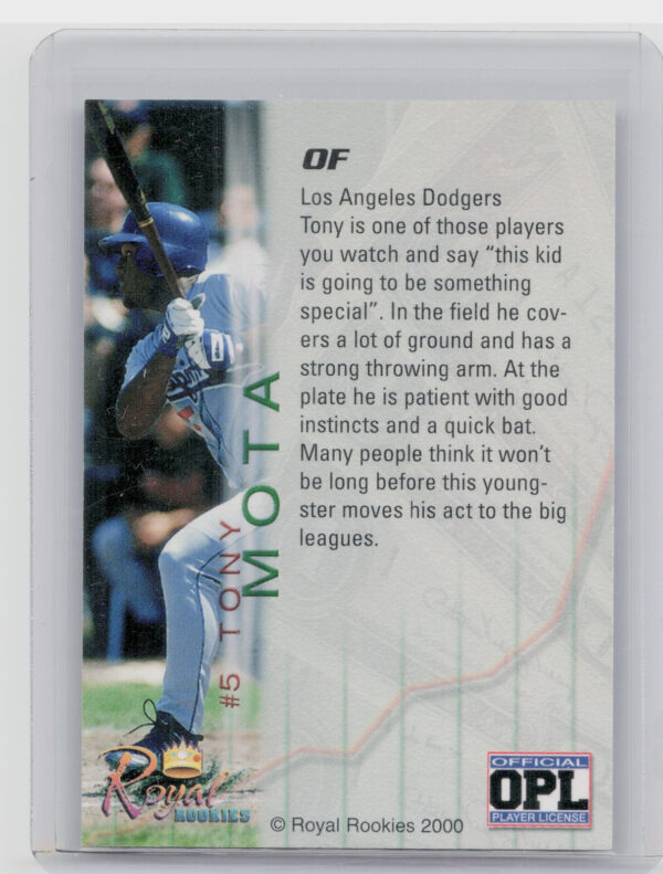2000 Royal Rookies Futures Tony Mota AU SN4950 #5 Dodgers Autographs - Image 3