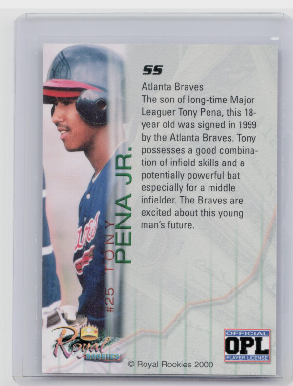 2000 Royal Rookies Futures Tony Pena Jr. AU SN4950 #25 Braves Autographs - Image 3