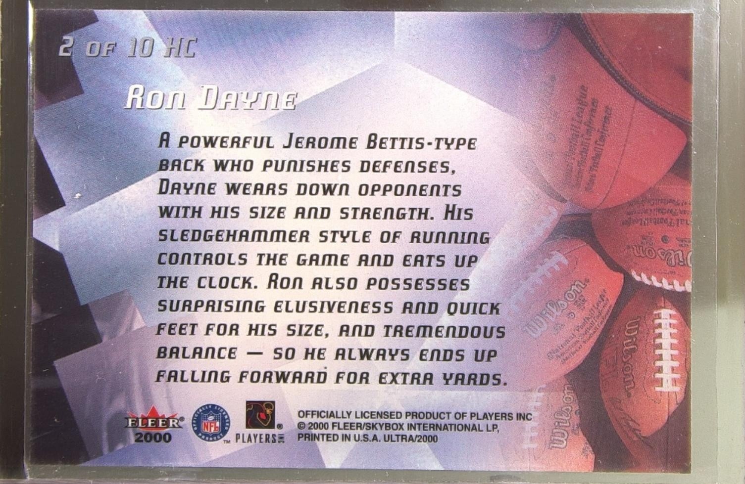 2000 Ultra Ron Dayne RC #2 HC Giants Head of the Class - Image 3