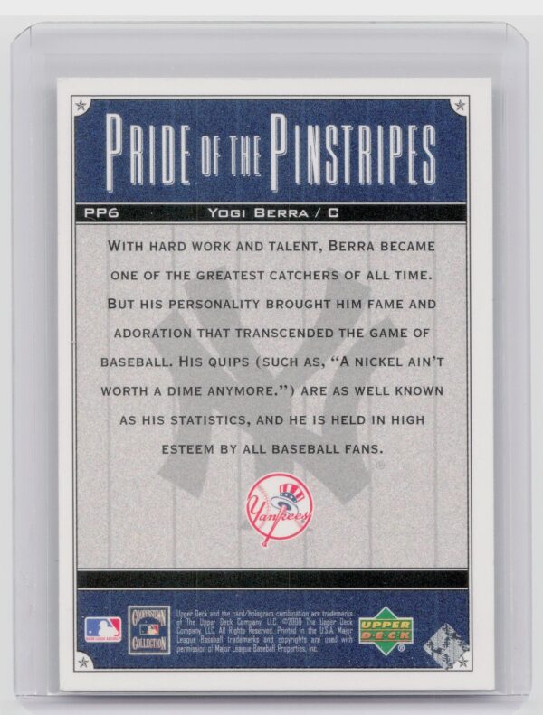 2000 Upper Deck Yankees Legends Yogi Berra #PP6 Yankees Pride of the Pinstripes - Image 3