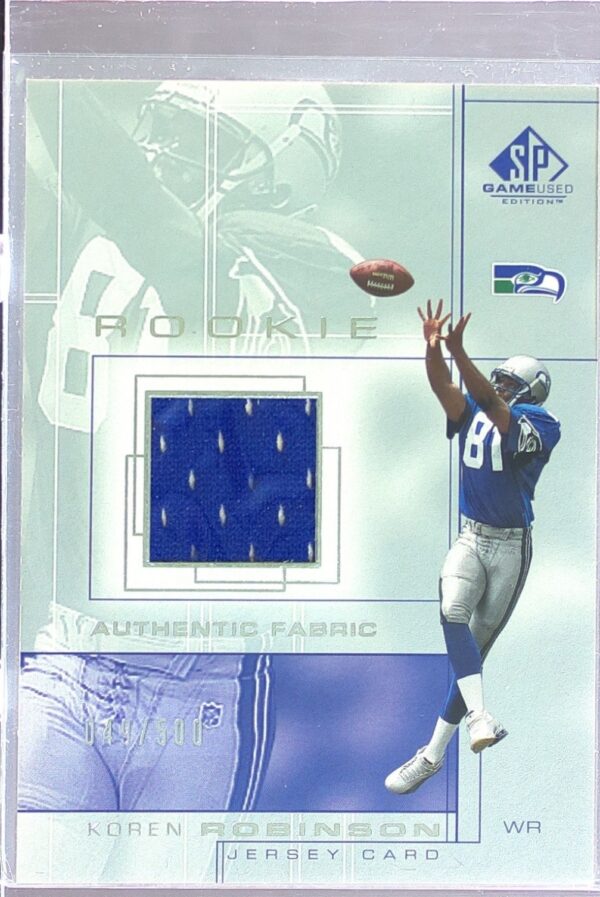 2001 SP Game Used Edition Koren Robinson /500 RC JSY RC #104 Seahawks