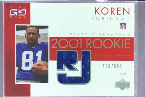 2001 UD Game Gear Koren Robinson /500 JSY RC #109 Seahawks Rookie Jerseys