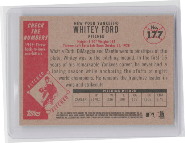 2003 Bowman Heritage Whitey Ford #177 Yankees - Image 3