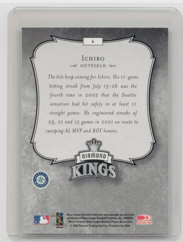2003 Donruss Ichiro #6 Mariners - Image 3