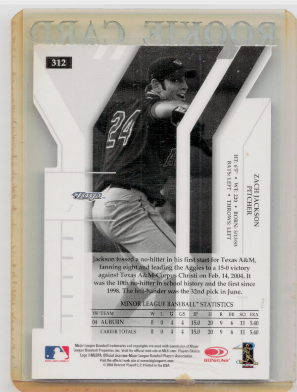2004 Donruss Elite Extra Edition Zach Jackson AU SN250 #312 Jays Signature Turn - Image 3