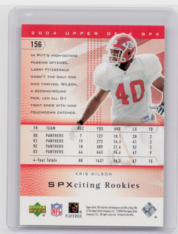2004 SPx Kris Wilson SN1650 RC #156 Chiefs - Image 3