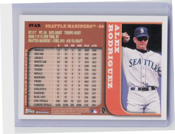 2005 Bowman Chrome Alex Rodriguez #97-AR Mariners A Rod Throwback - Image 3