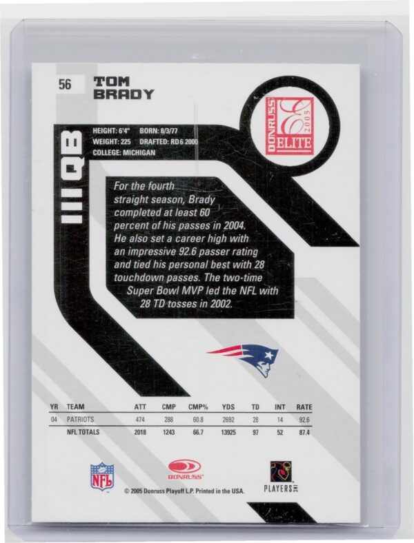 2005 Donruss Elite Tom Brady #56 Patriots - Image 3