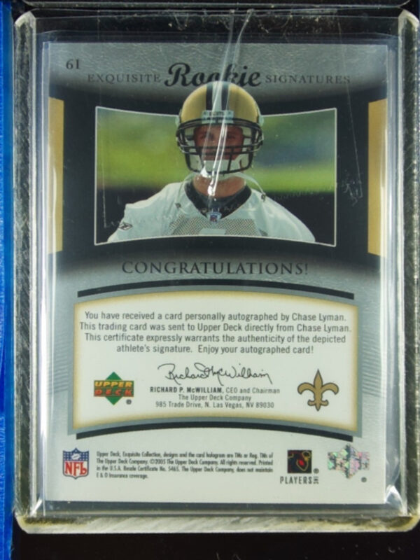 2005 Upper Deck Exquisite Collection Chase Lyman AU SN150 RC #61 Saints - Image 3