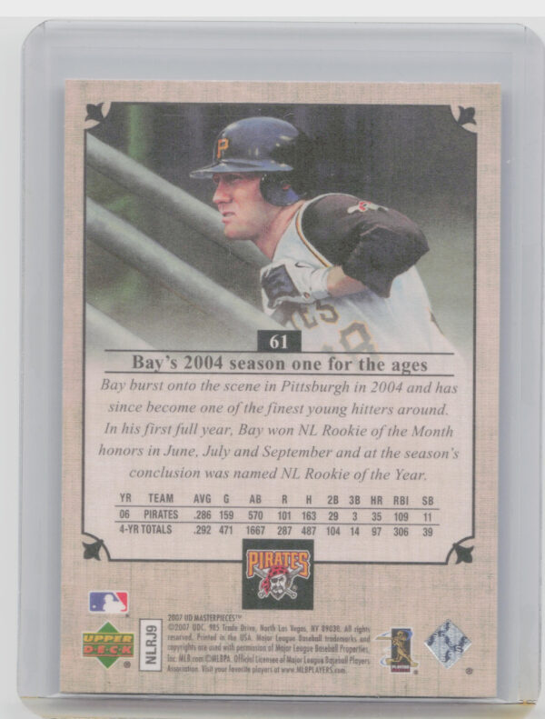 2007 Upper Deck Masterpieces Jason Bay #61 Pirates - Image 3