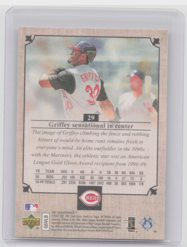 2007 Upper Deck Masterpieces Ken Griffey Jr. #29 Reds - Image 3