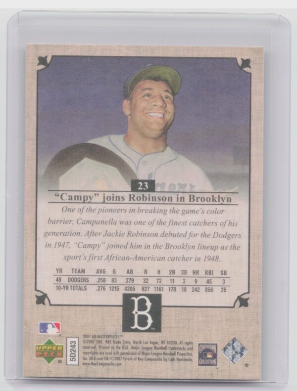 2007 Upper Deck Masterpieces Roy Campanella #23 Dodgers - Image 3