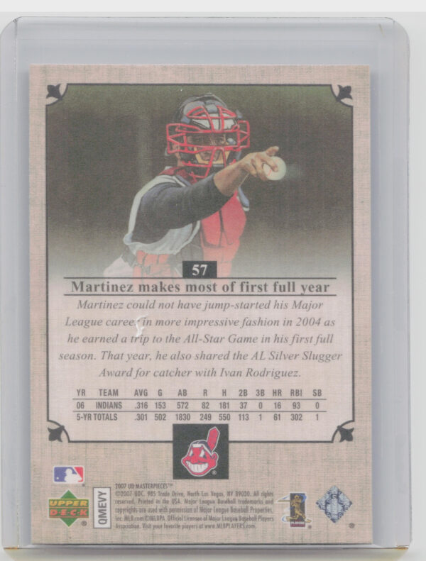 2007 Upper Deck Masterpieces Victor Martinez #57 Indians - Image 3