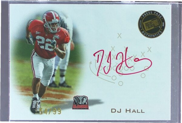 2008 Press Pass DJ Hall Auto /99 RC #PPS-DH Tide Autographs Gold