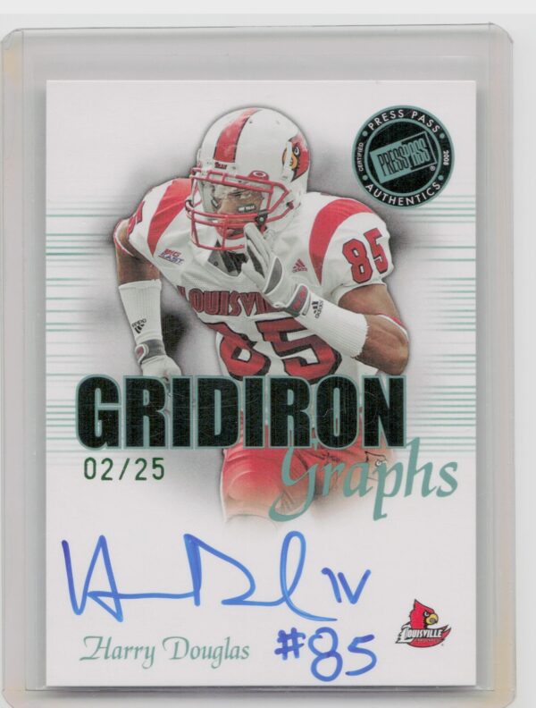 2008 Press Pass SE Harry Douglas AU SN25 #GGHD Cardinals Gridiron Graphs Green