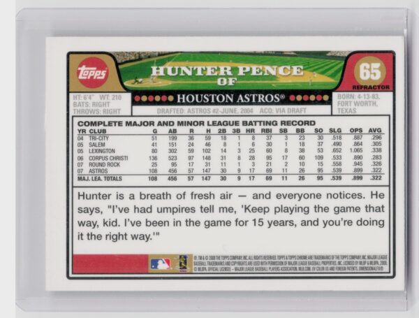 2008 Topps Chrome Hunter Pence Refractors #65 Astros - Image 3