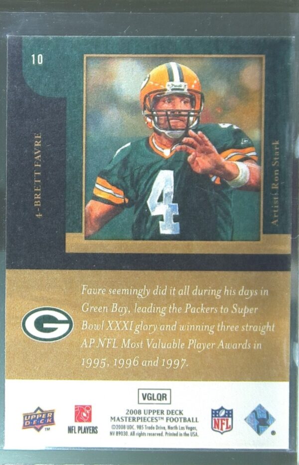2008 Upper Deck Masterpieces Brett Favre #10 Packers - Image 3