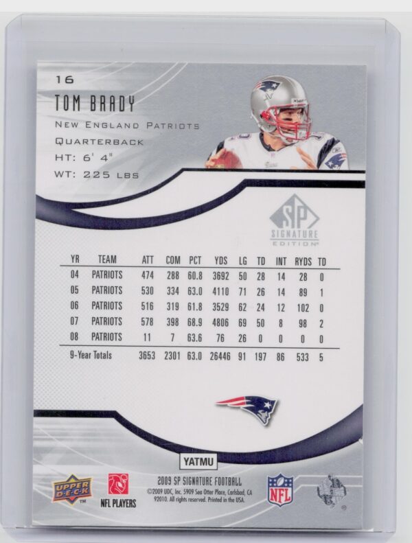 2009 SP Signature Tom Brady #16 Patriots - Image 3