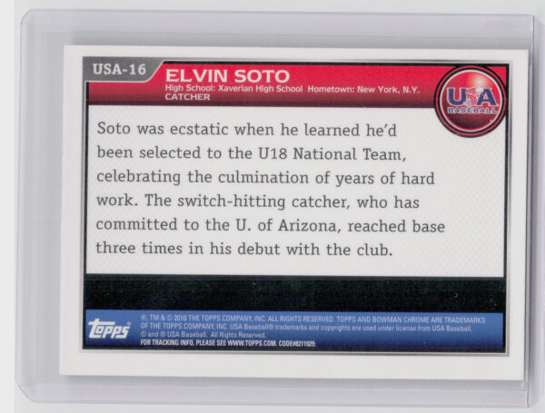 2010 Bowman Chrome Elvin Soto #USA-16 USA USA Stars - Image 3