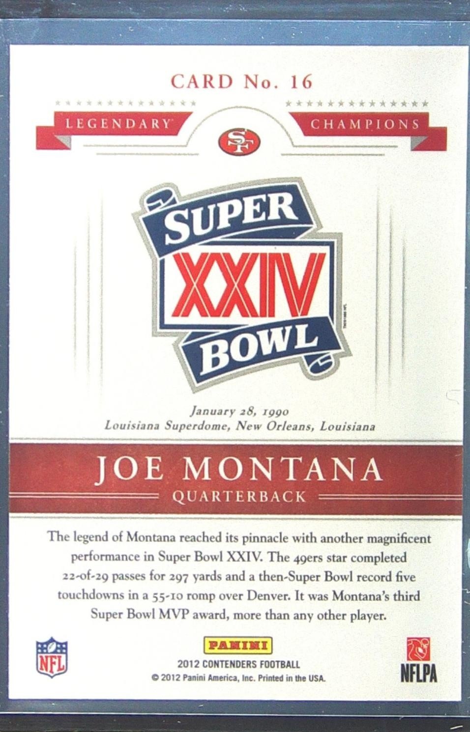 2012 Contenders Joe Montana #16 49ers Legendary Champions - Image 3