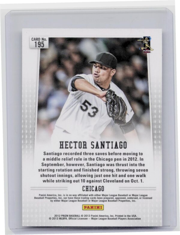 2012 Prizm Hector Santiago RC #195 Sox - Image 3
