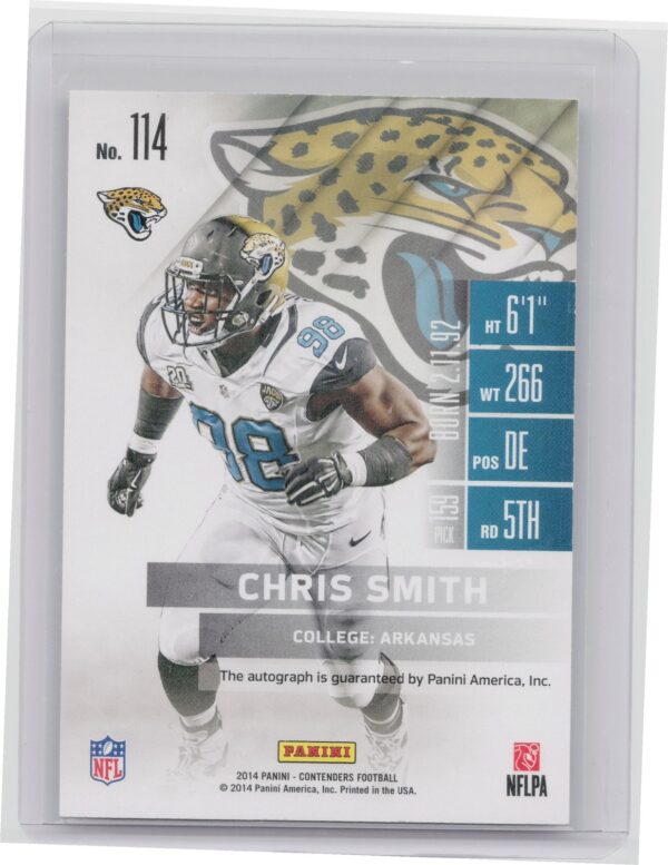 2014 Panini Contenders Chris Smith Championship Ticket AU SN99 #114 Jaguars - Image 3