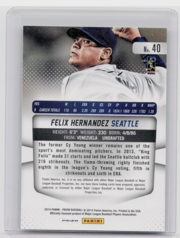 2014 Prizm Felix Hernandez Prizms Camo #40 Mariners - Image 3