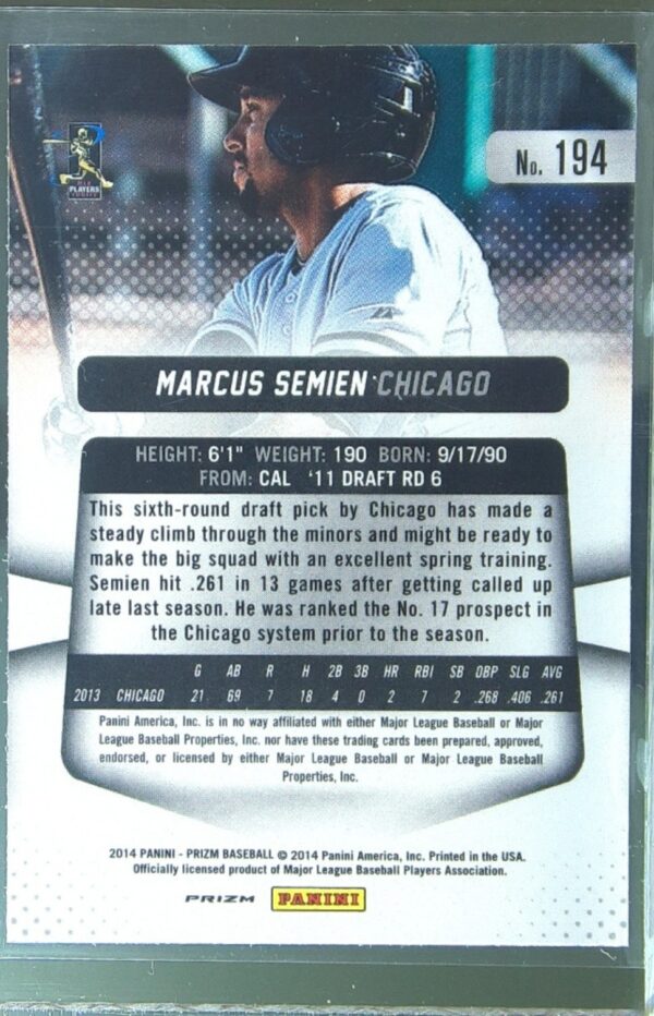 2014 Prizm Marcus Semien Prizms Camo RC #194 Sox - Image 3