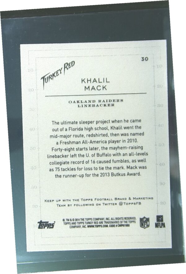 2014 Topps Turkey Red Khalil Mack RC #30 Raiders - Image 3