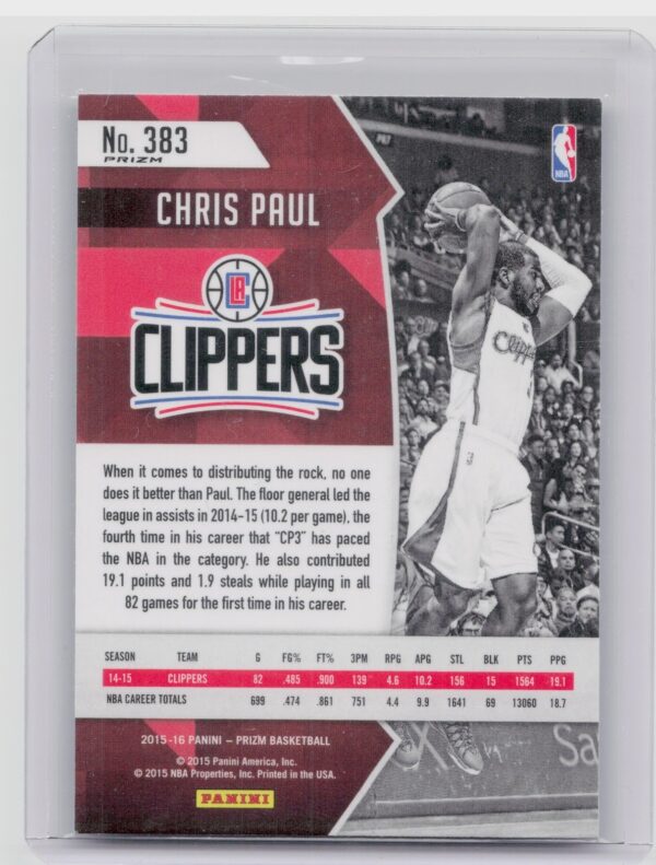2015-16 Panini Prizm Chris Paul Silver Prizms #383 Clippers - Image 3