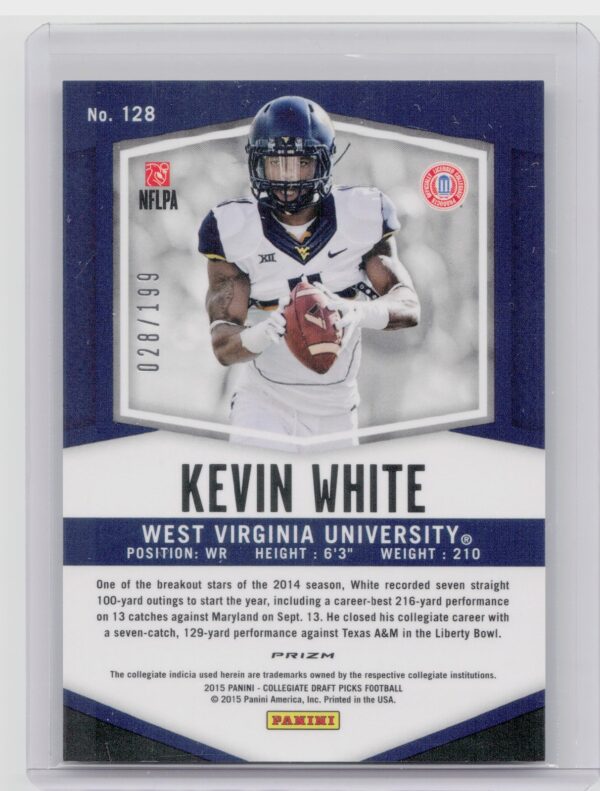 2015 Prizm Collegiate Draft Picks Kevin White Prizms Camo /199 #128 Mountaineer - Image 3