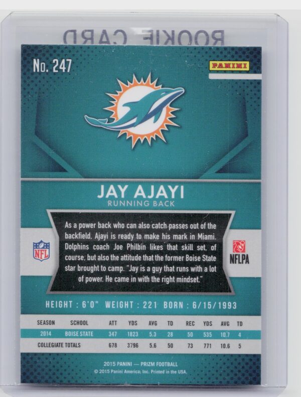 2015 Prizm Jay Ajayi RC #247 Dolphins - Image 3