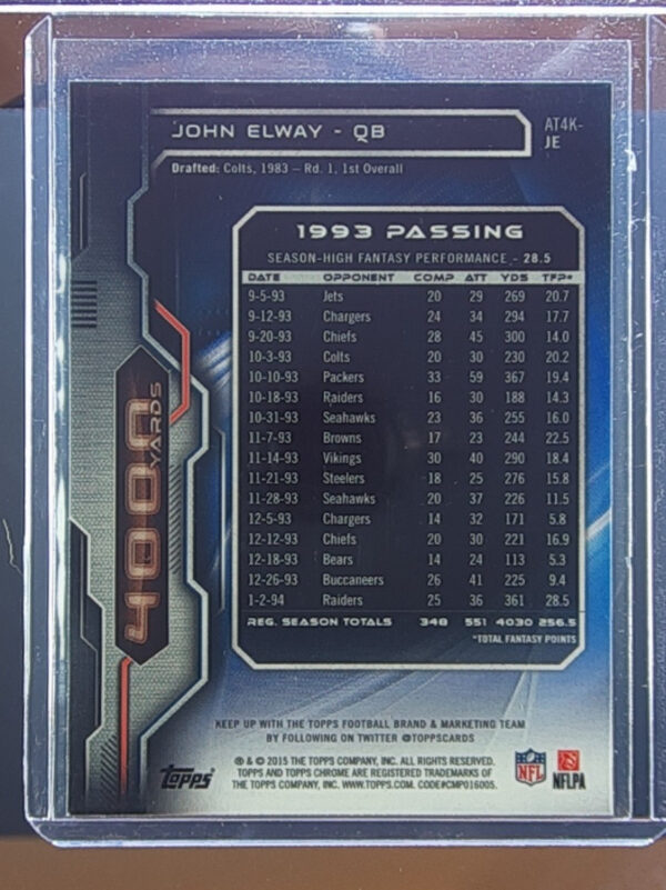 2015 Topps Chrome John Elway #AT4K-JE Broncos All Time 4000 Yard Club - Image 3