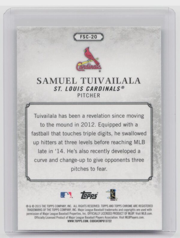 2015 Topps Chrome Samuel Tuivailala #FSC-20 Cardinals Future Stars - Image 3